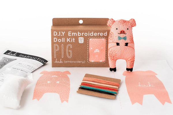 Pig Embroidery Kit