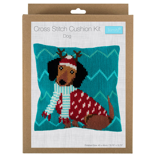 Festive Dog Cross Stitch Cushion Kit