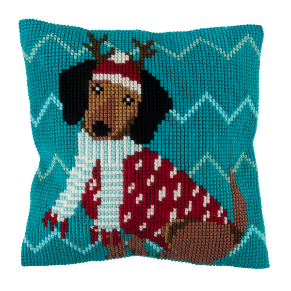 Festive Dog Cross Stitch Cushion Kit