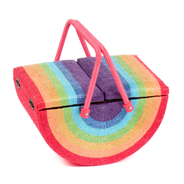 Rainbow Wicker Sewing Box